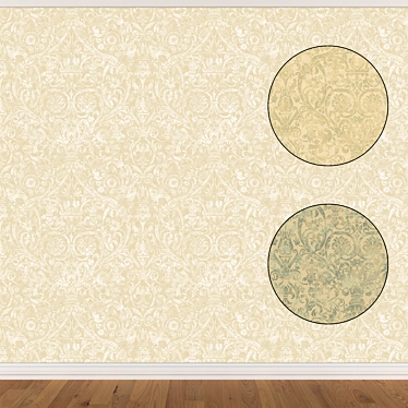 Seamless Wallpaper Set in 3 Colors 3D model image 1 