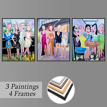 Versatile Set of 3 Wall Paintings 3D model image 1 