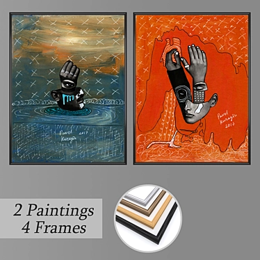 Artful Set: Paintings & Frames 3D model image 1 