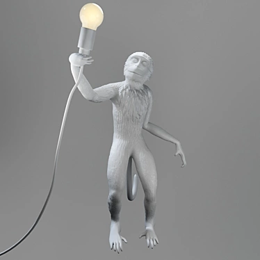 Loft Style Metal and Gypsum Monkey Lamp 3D model image 1 