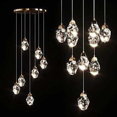 Crystal Deluxe Chandelier: Elegant K9 Crystal Pendant Lights 3D model image 1 