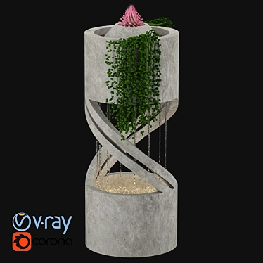 Modern Geometric Interior Fountain 3D model image 1 