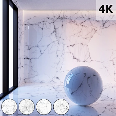 Elegant White Carrara Marble 3D model image 1 