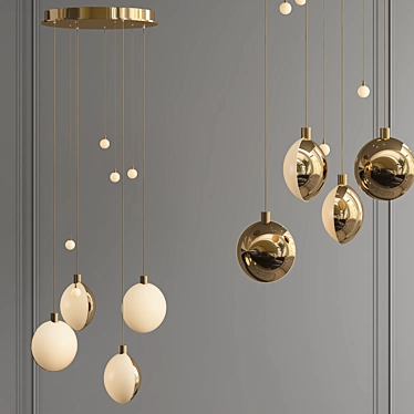 LUNE: Sleek Brass Pendant Lamp 3D model image 1 