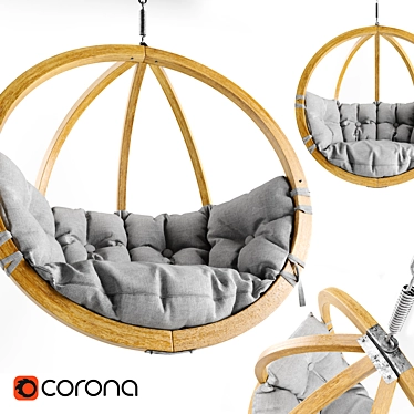 Globo Hanging Chair: Modern Wood Design 3D model image 1 
