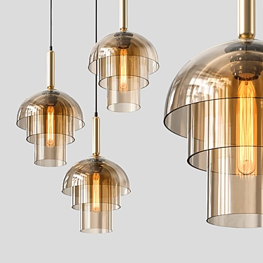 Golden Amber Pendant Lamp 3D model image 1 