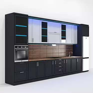 Custom Kitchen Furniture with Framed Facades 3D model image 1 