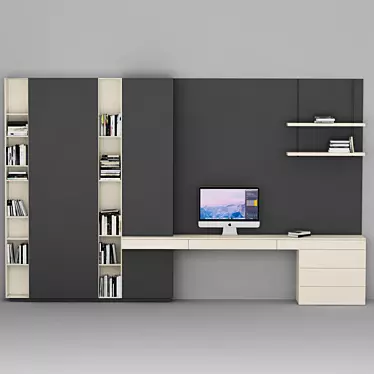   Luxury Home Office Shelf & Table: Versatile & Spacious 3D model image 1 