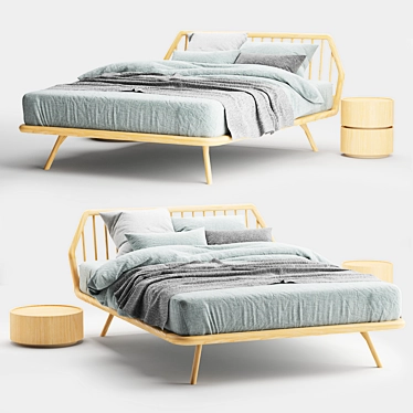 Trama Legno Bed - Sleek and Stylish Wooden Bed with Dedalo Bedside Tables 3D model image 1 