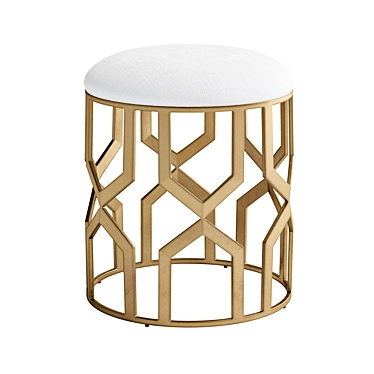 Modern Geometric Accent Stool with Antique Brass Finish 3D model image 1 