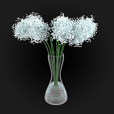 Pure White Chrysanthemum Bouquet 3D model image 1 