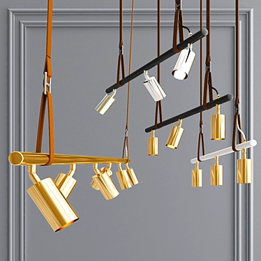 Streamlined Brass Pendant Lighting 3D model image 1 