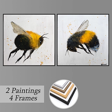 Artistic Set: Dual Paintings & Frames 3D model image 1 