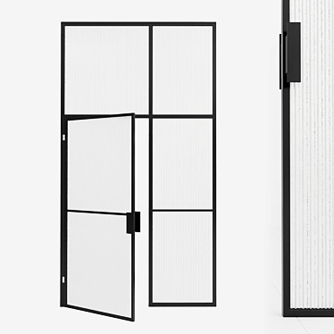 Modern Glass Partition Door 3D model image 1 