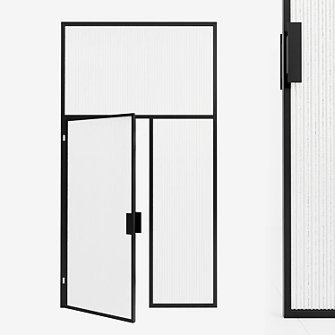 Sleek Glass Partition with Door 3D model image 1 