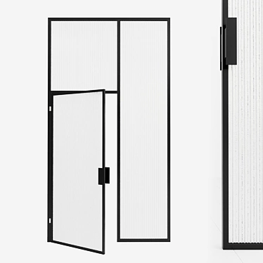 Glass Partition Door  Modern Metal and Stained Glass 3D model image 1 