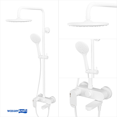 Mindel White Shower Set 3D model image 1 