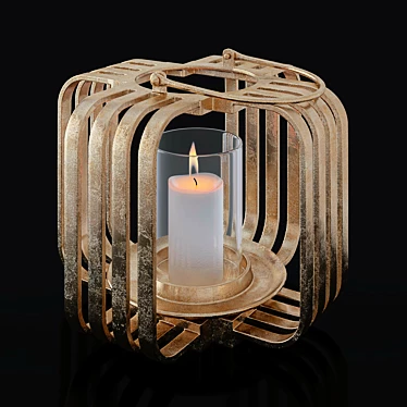 Elegant Golden Cage Candleholder 3D model image 1 