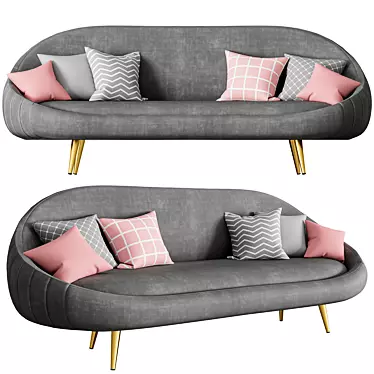 Luxurious Velvet Channel Sofa 3D model image 1 