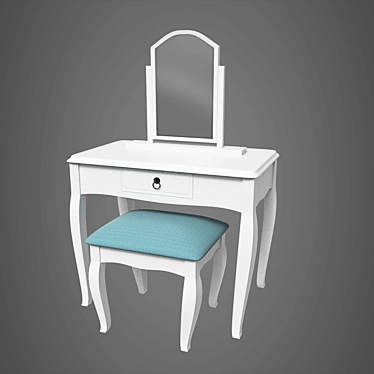 Vintage White Dressing Table 3D model image 1 