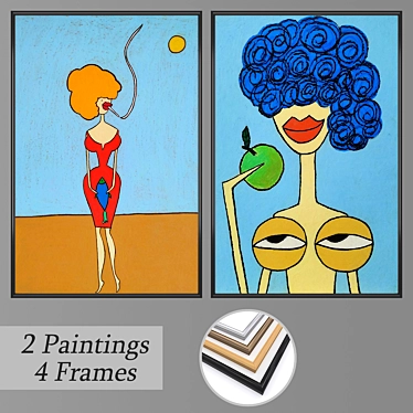 Modern Wall Art Set with Multiple Frames (No. 1274) 3D model image 1 