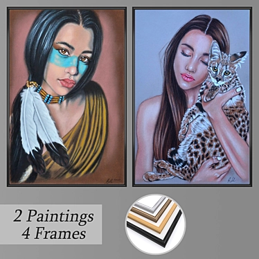 Elegant Wall Art Set with Multiple Frames 3D model image 1 