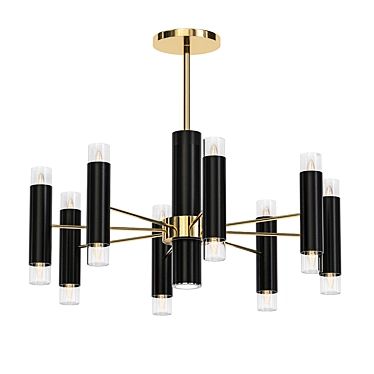 Modern Black and Gold Chandelier 3D model image 1 