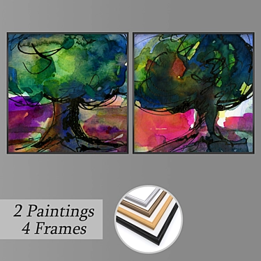 Elegant Wall Art Set with Multiple Frames 3D model image 1 