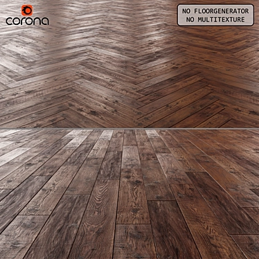 Brown Laminate Flooring - Standard & Herringbone Styles 3D model image 1 