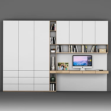Versatile Home Office Shelf & Table 3D model image 1 