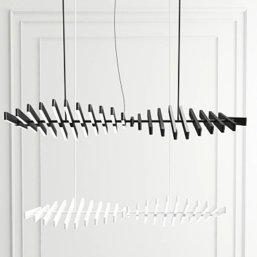 Sleek LED Chandelier, Black & White 3D model image 1 