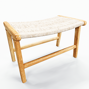 HKLiving Abaca Teak Lounge Ottoman 3D model image 1 