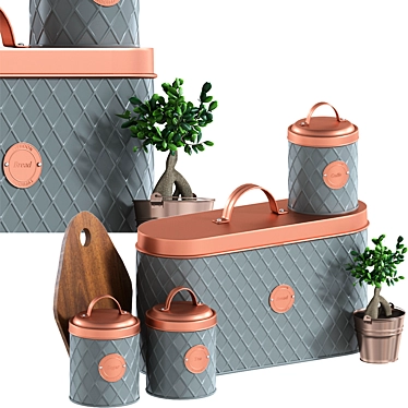 Rustic Copper Lid Storage Canisters 3D model image 1 