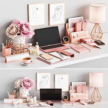 Rose Workplace Set: Stylish and Functional 3D model image 1 