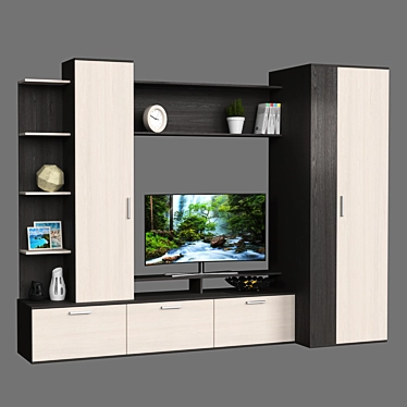 Modern TV Cabinet with Limited Angle Door Opening 3D model image 1 