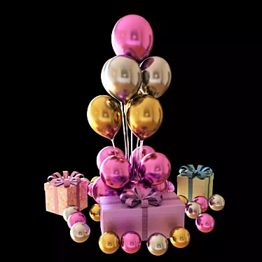 Gift Balloon Bouquet 3D model image 1 