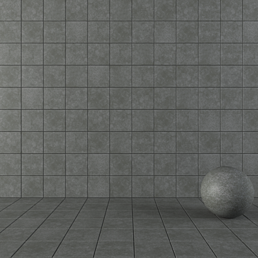 Dark Wind Concrete Wall Tiles: Set of 2 3D model image 1 