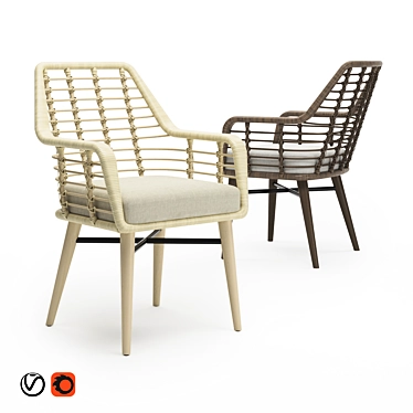 Vintage Emery Armchair: White & Dark Brown 3D model image 1 