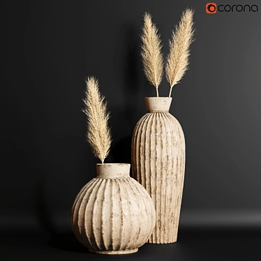 Elegant Vase Set 002 3D model image 1 