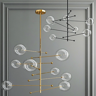 Elegant Brass Ball Chandelier 3D model image 1 