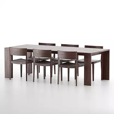 Modern Oak Dining Table Set 3D model image 1 