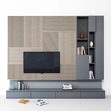 Sleek TV Wall Set for Modern Living 3D model image 1 