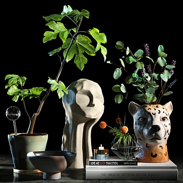 Elegant Decor Set: KRISTIINA Sculpture & Leopard Vase 3D model image 1 