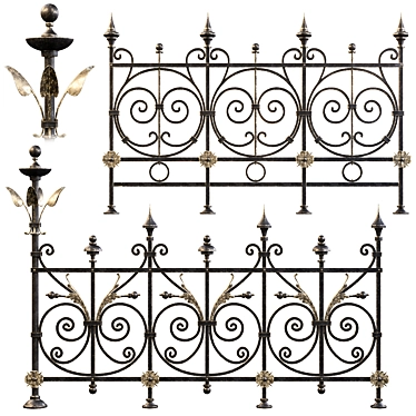  Elegant Wrought Iron Fence 3D model image 1 