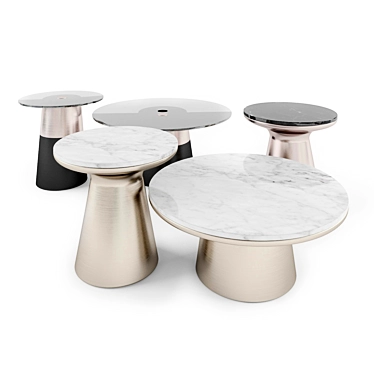 Elegant Marble Rose Gold Metal Table 3D model image 1 