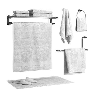 Luxury Towel Set with Hangers 3D model image 1 