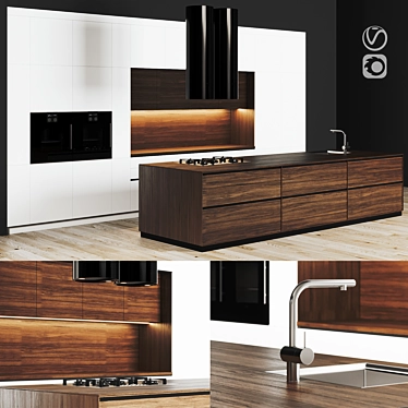 Modern Kitchen Model for 3dsmax & V-ray 3D model image 1 