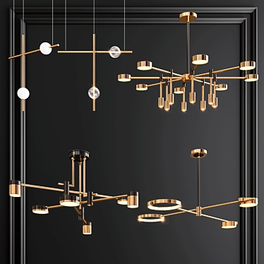 Elegant Quadruple Pendant Light 3D model image 1 