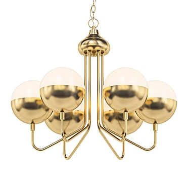 Minimalist Metal and Glass Pendant Chandelier 3D model image 1 