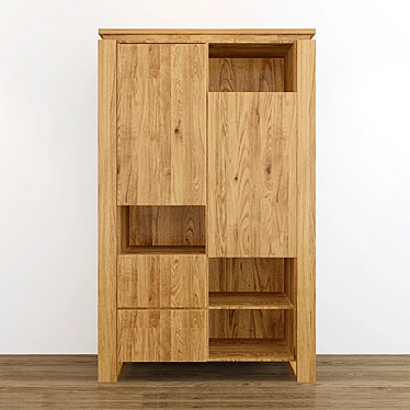 Vintage Oak Combination Cabinet - Bergen V-224 3D model image 1 